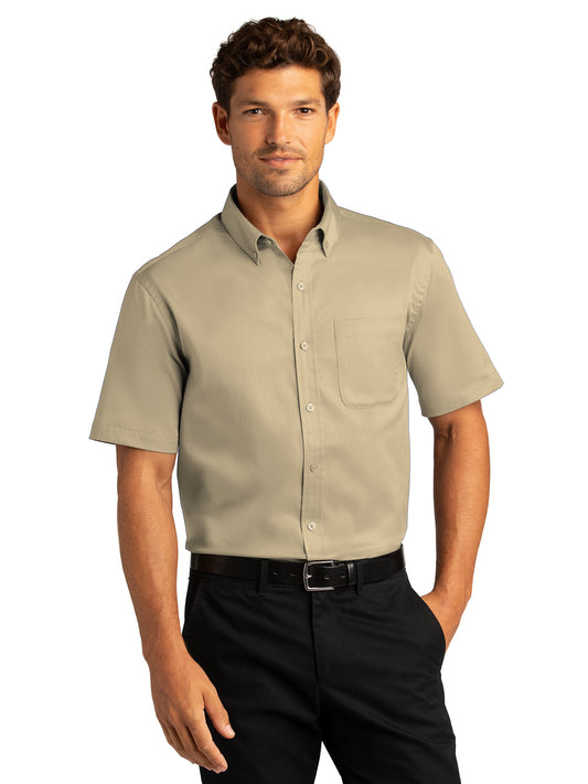 Men's Short Sleeve Button Up Shirt - W809 - Wheat
