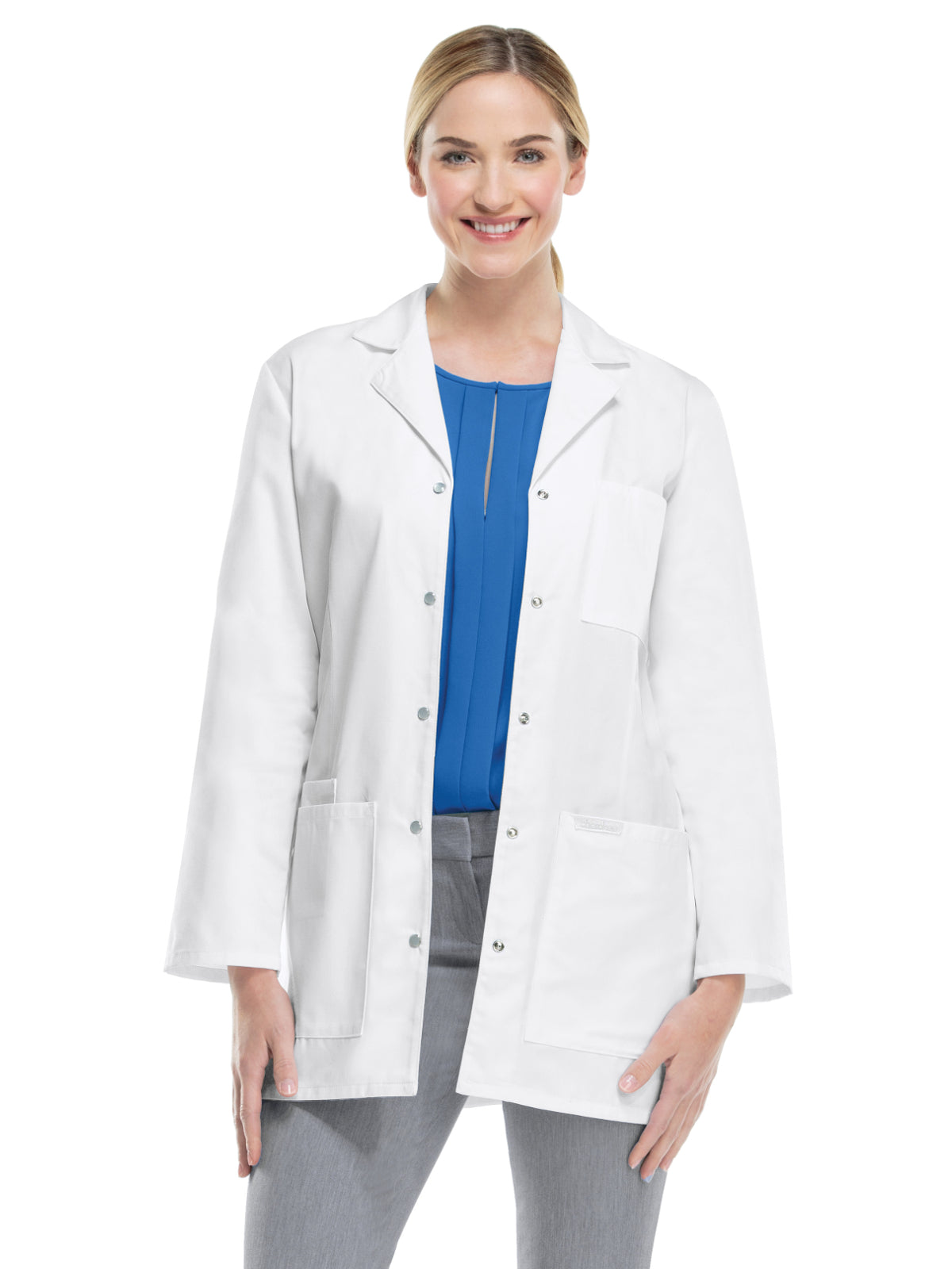 Women's Four-Pocket 32" Mid-Length Snap Front Lab Coat