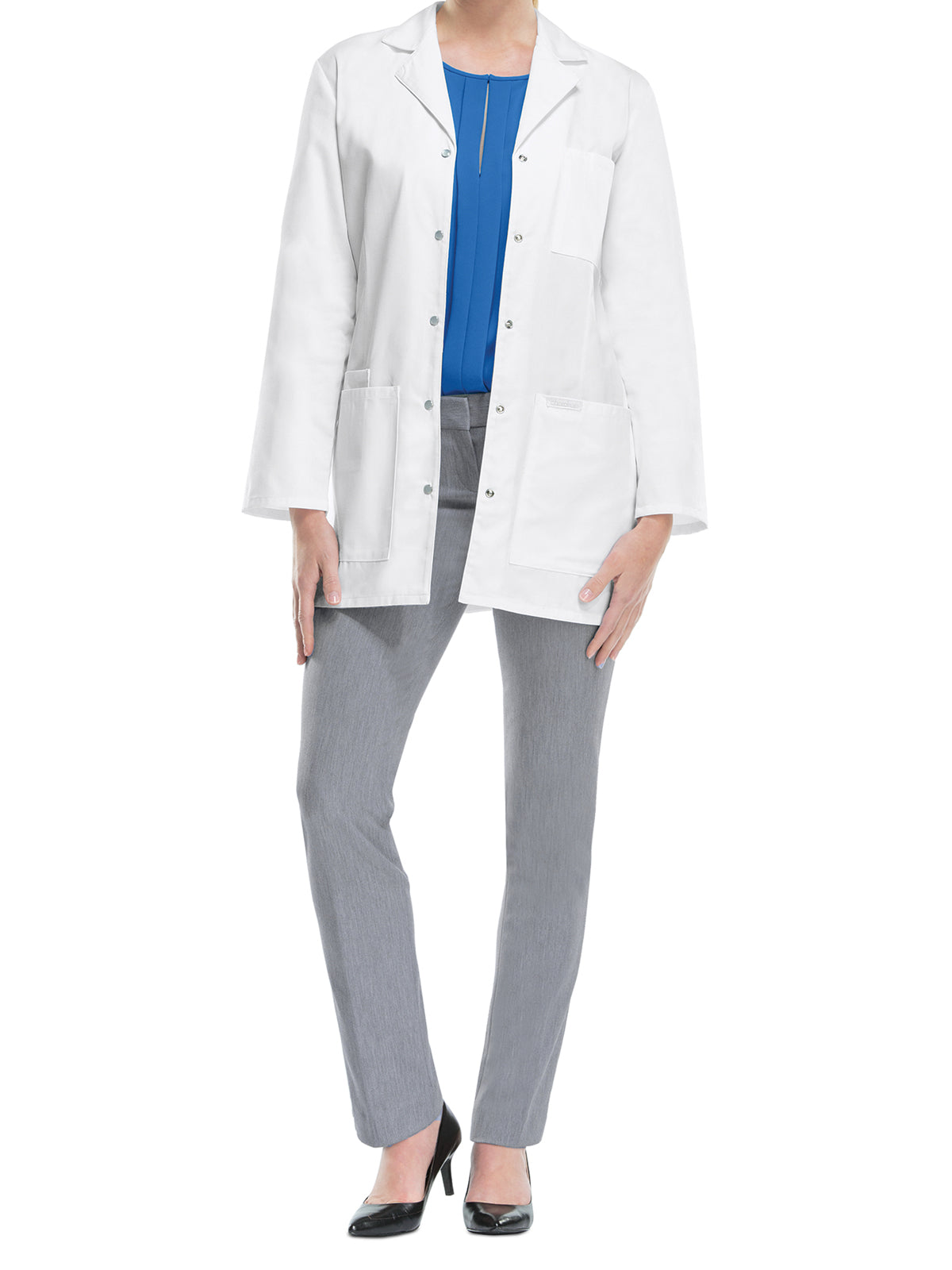 Women's Four-Pocket 32" Mid-Length Snap Front Lab Coat