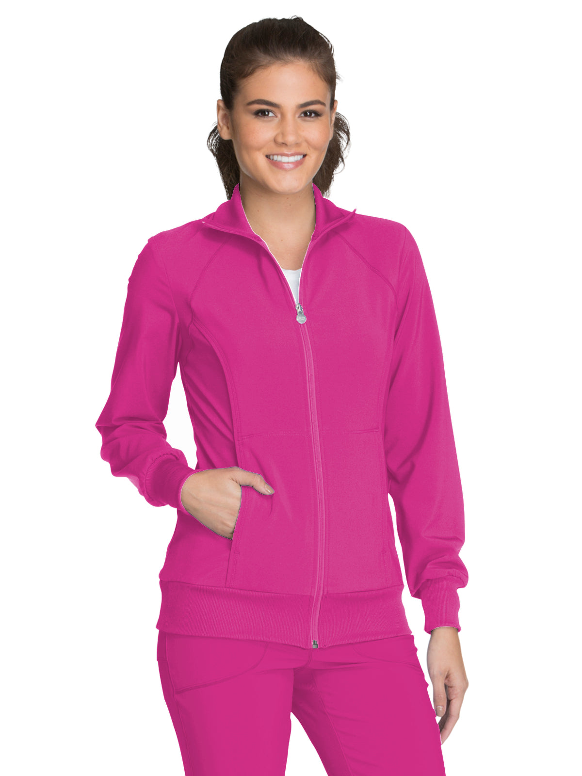 Women's 2-Pocket Contemporary Jacket - 2391A - Carmine Pink