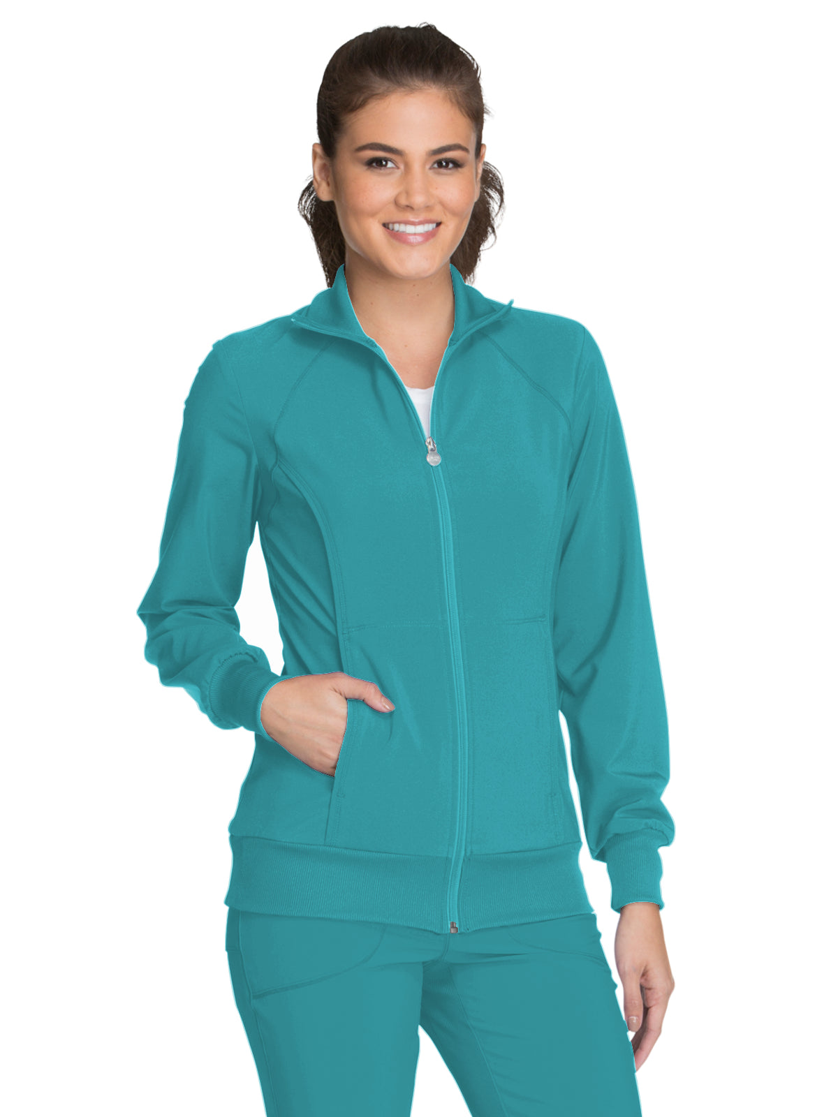 Women's 2-Pocket Contemporary Jacket - 2391A - Teal Blue