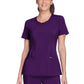 Women's 3-Pocket Round Neck Top - 2624A - Eggplant