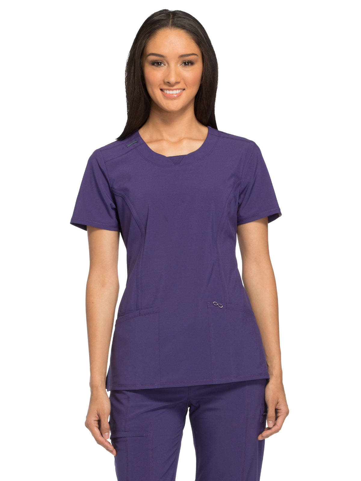 Women's 3-Pocket Round Neck Top - 2624A - Grape