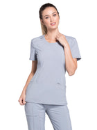Women's 3-Pocket Round Neck Top - 2624A - Grey