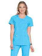 Women's 3-Pocket Round Neck Top - 2624A - Turquoise