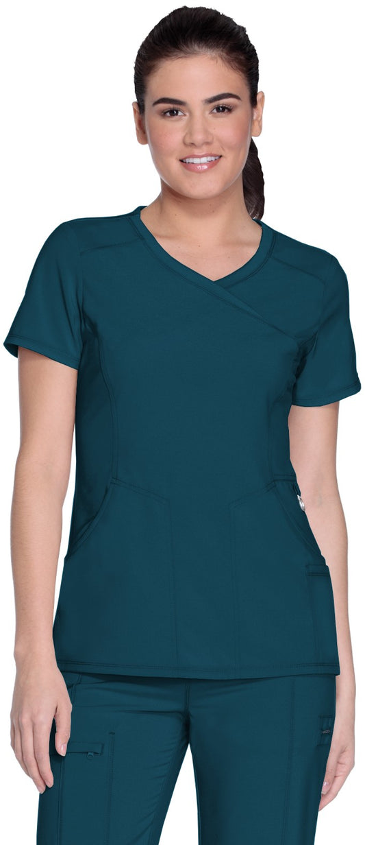 Women's 4-Pocket Mock Wrap Scrub Top