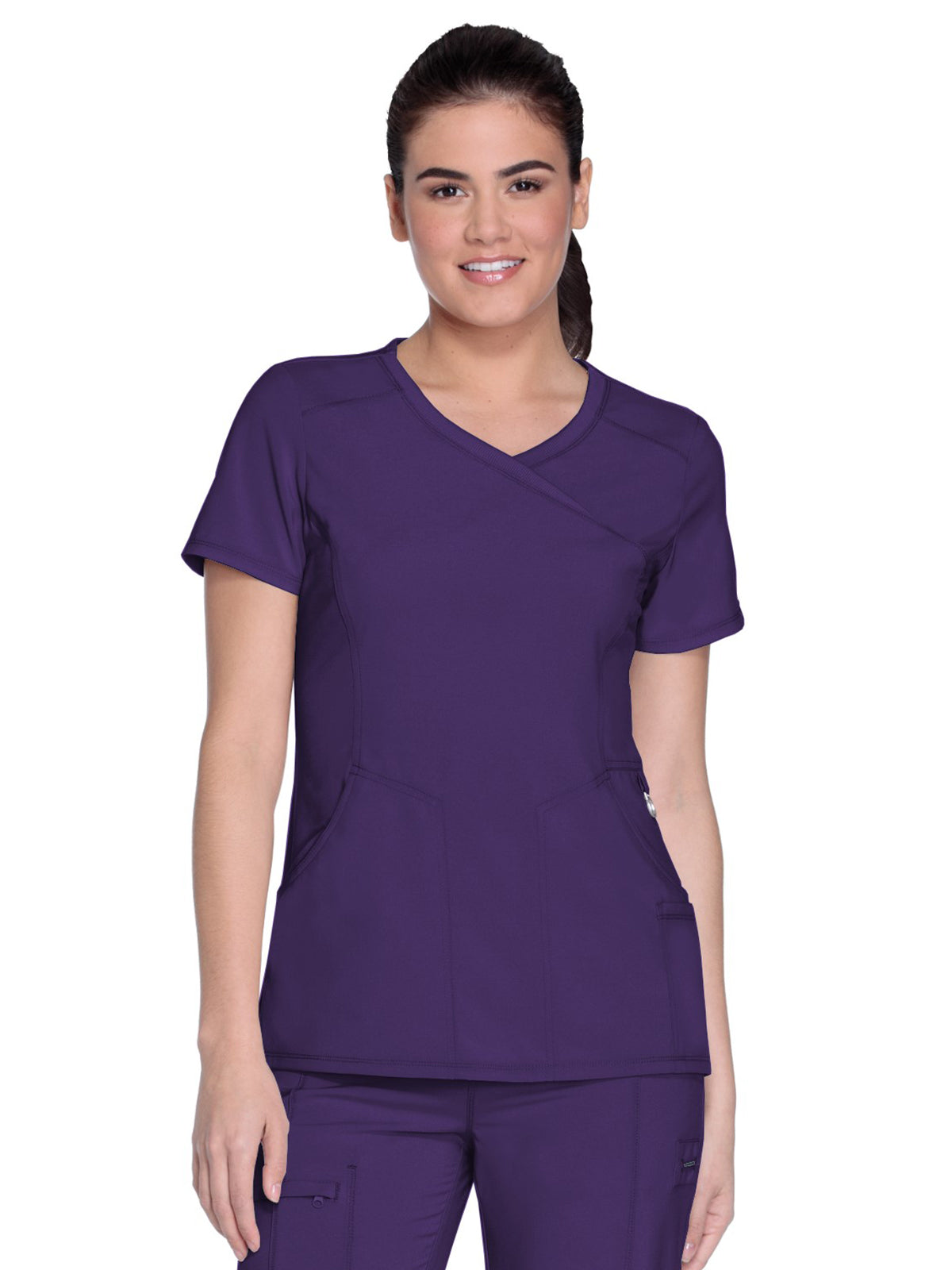 Women's 4-Pocket Mock Wrap Scrub Top