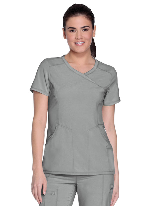 Women's 4-Pocket Mock Wrap Scrub Top