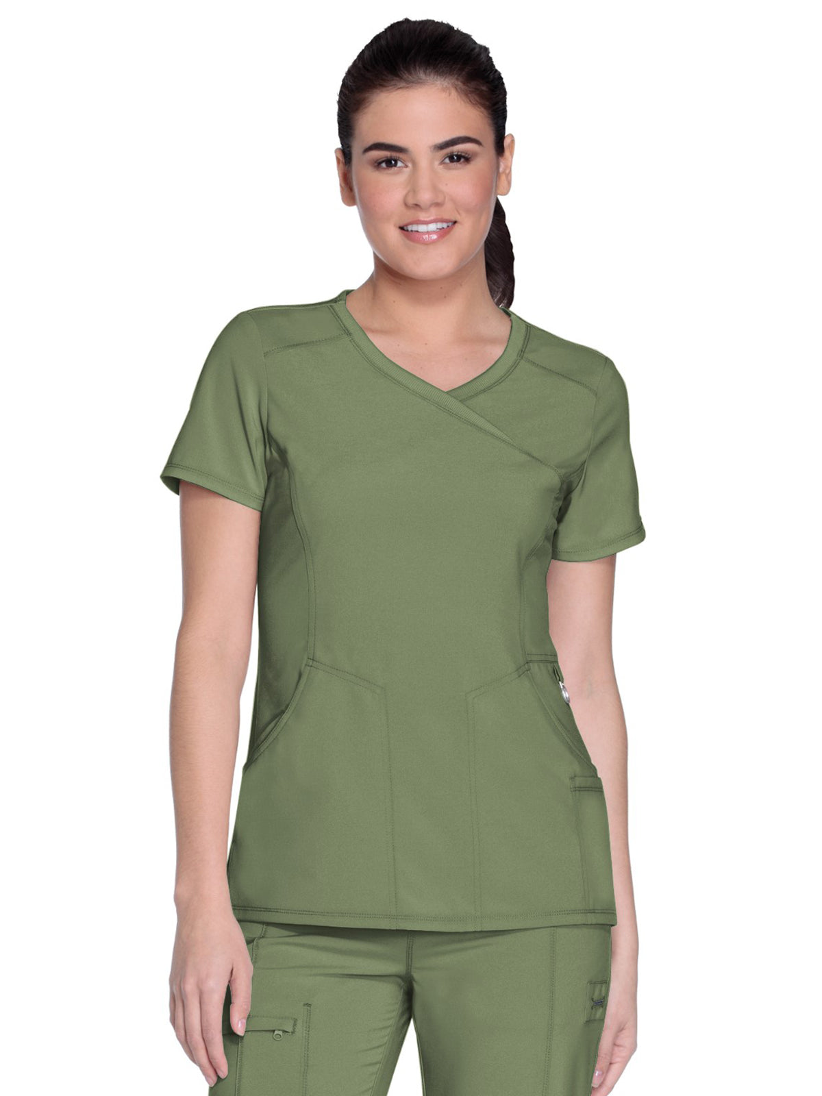 Women's 4-Pocket Mock Wrap Scrub Top