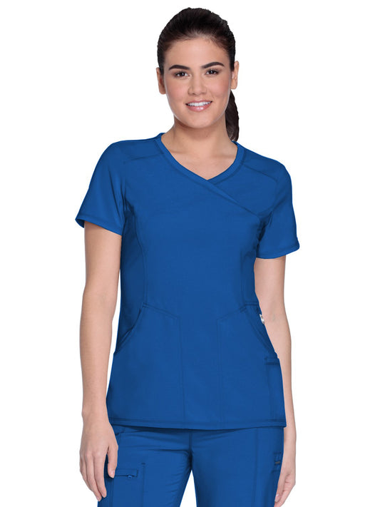 Women's 4-Pocket Mock Wrap Scrub Top