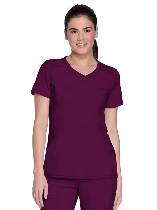 Women's 4-Pocket Mock Wrap Scrub Top