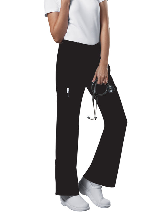 Women's Mid Rise Drawstring Cargo Pant - 4044 - Black