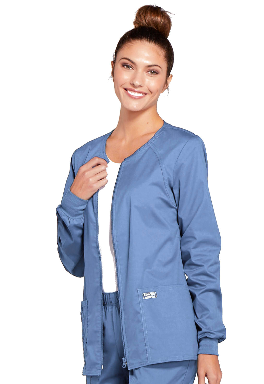 Women's 3-Pocket Zip Front Scrub Jacket