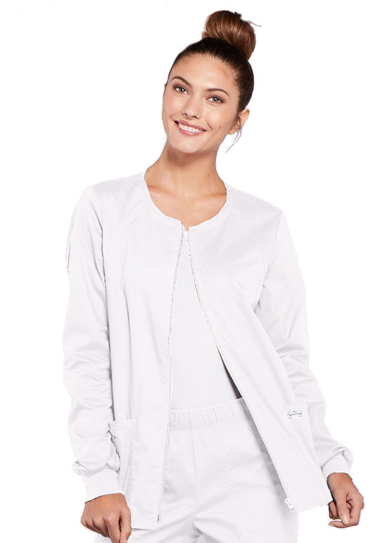 Women's 3-Pocket Zip Front Scrub Jacket