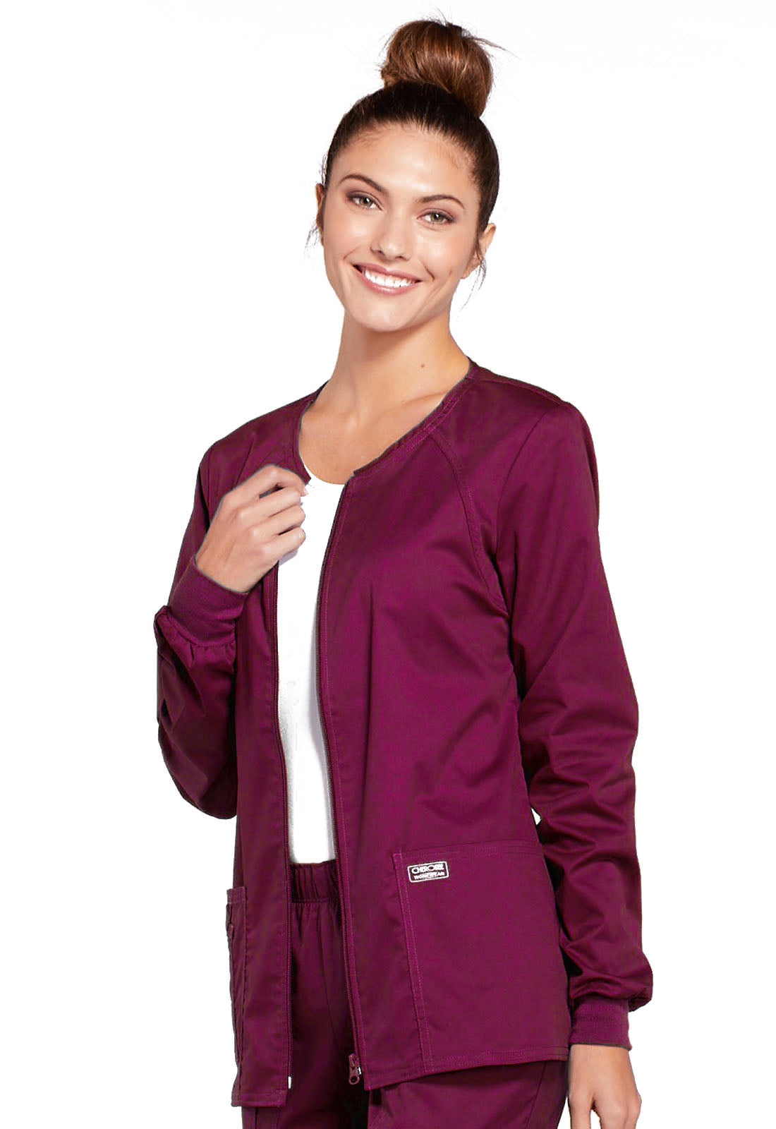 Women's 3-Pocket Zip Front Scrub Jacket