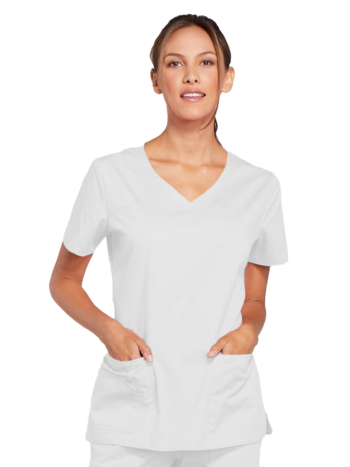 Women's 3-Pocket V-Neck Top - 4727 - White