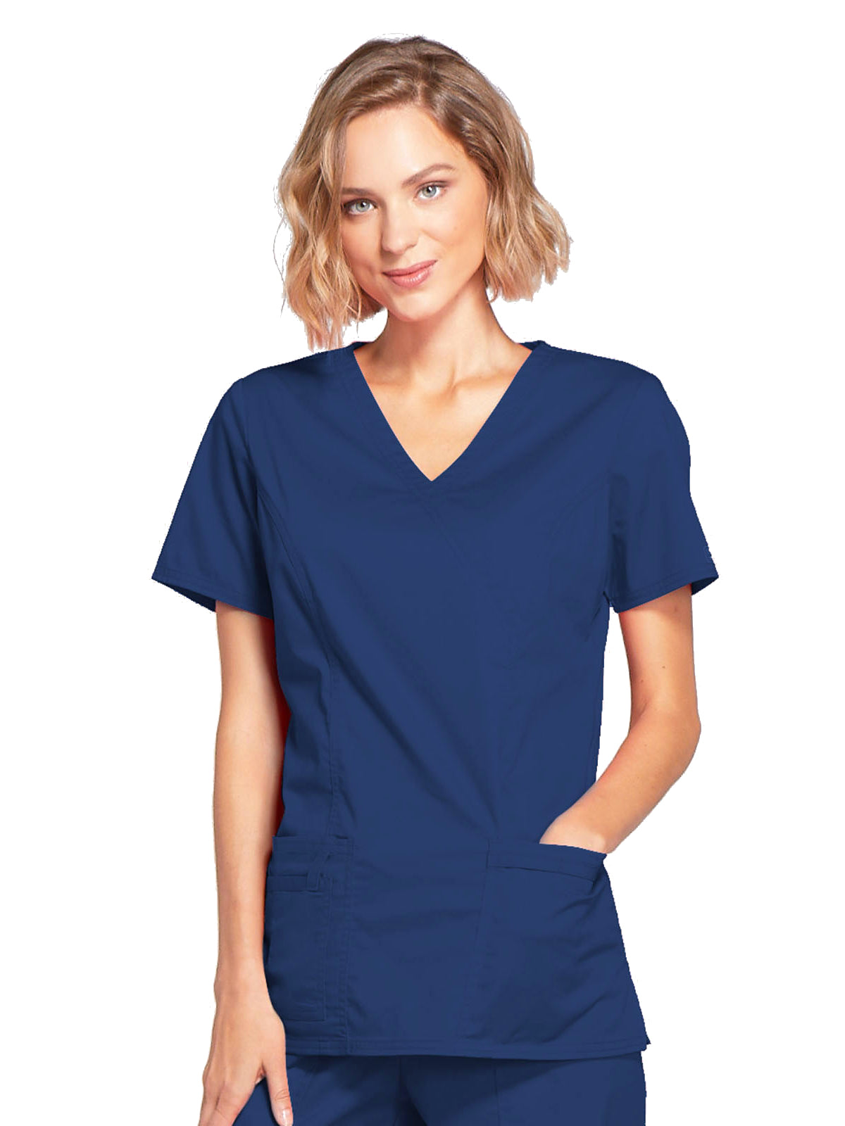 Women's 3-Pocket Mock Wrap Scrub Top