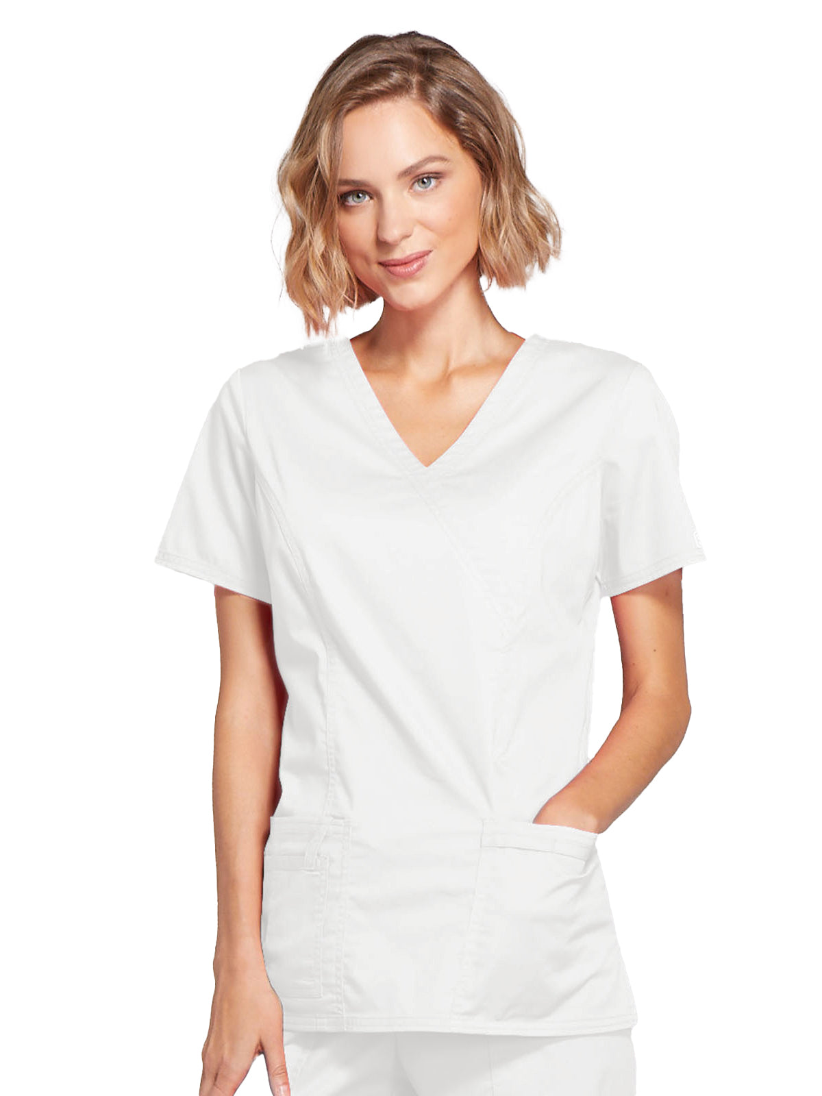 Women's 3-Pocket Mock Wrap Scrub Top