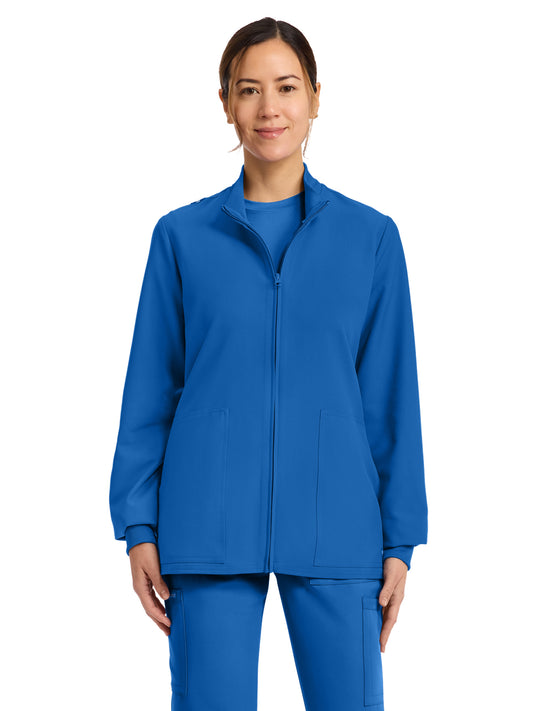 Women's 2-Pocket Zip Up Scrub Jacket - CK00013A - Royal