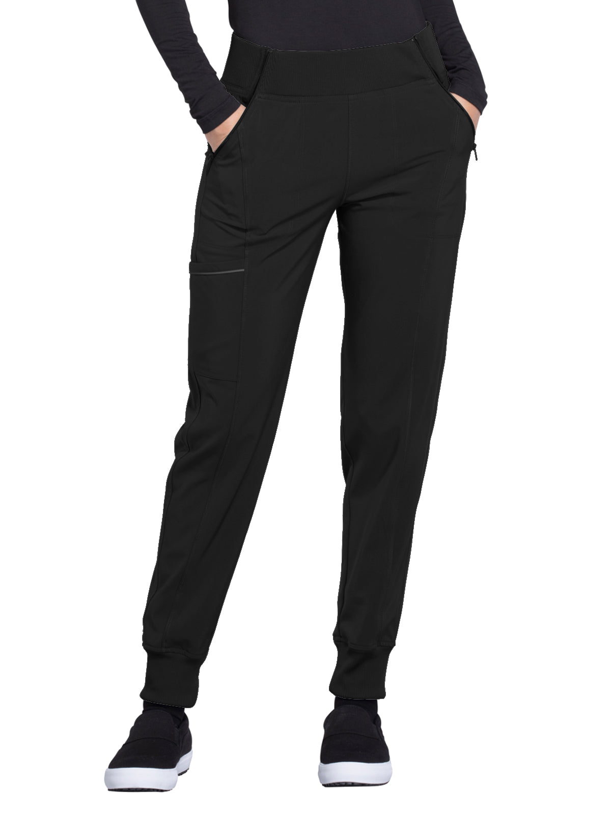 Women's 5-Pocket Mid Rise Jogger Pant - CK110A - Black