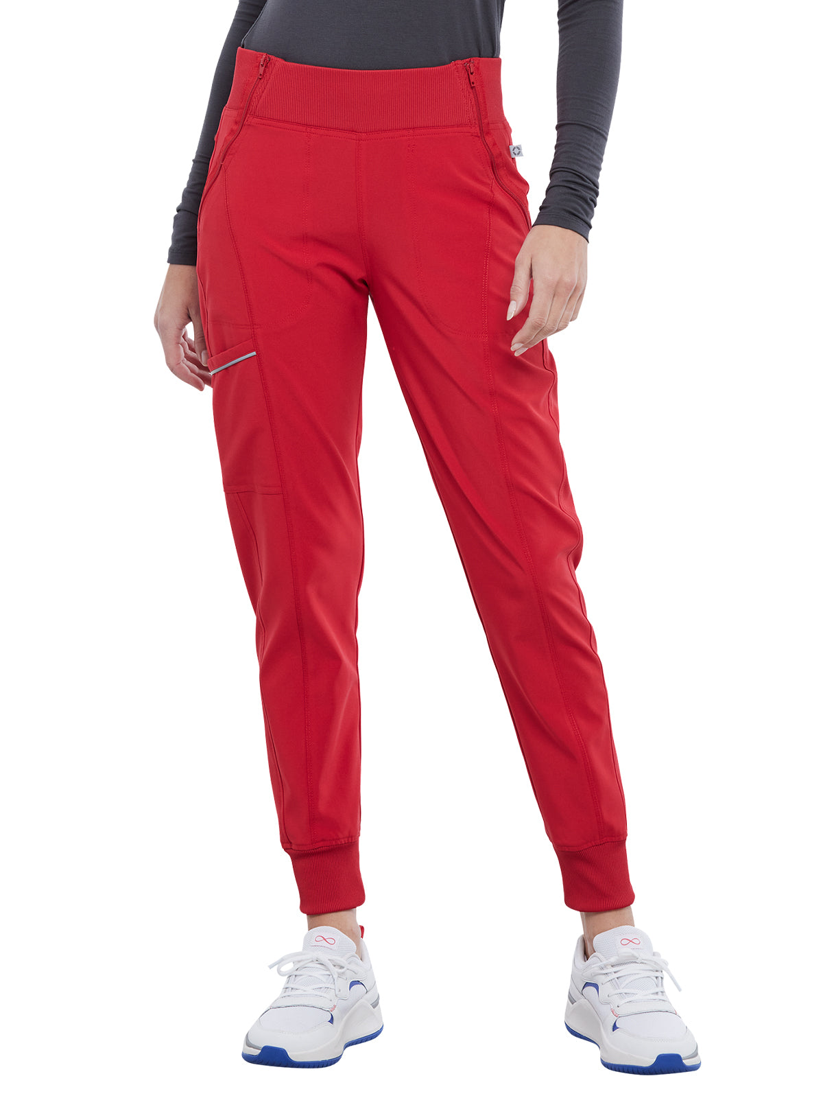 Women's 5-Pocket Mid Rise Jogger Pant - CK110A - Red