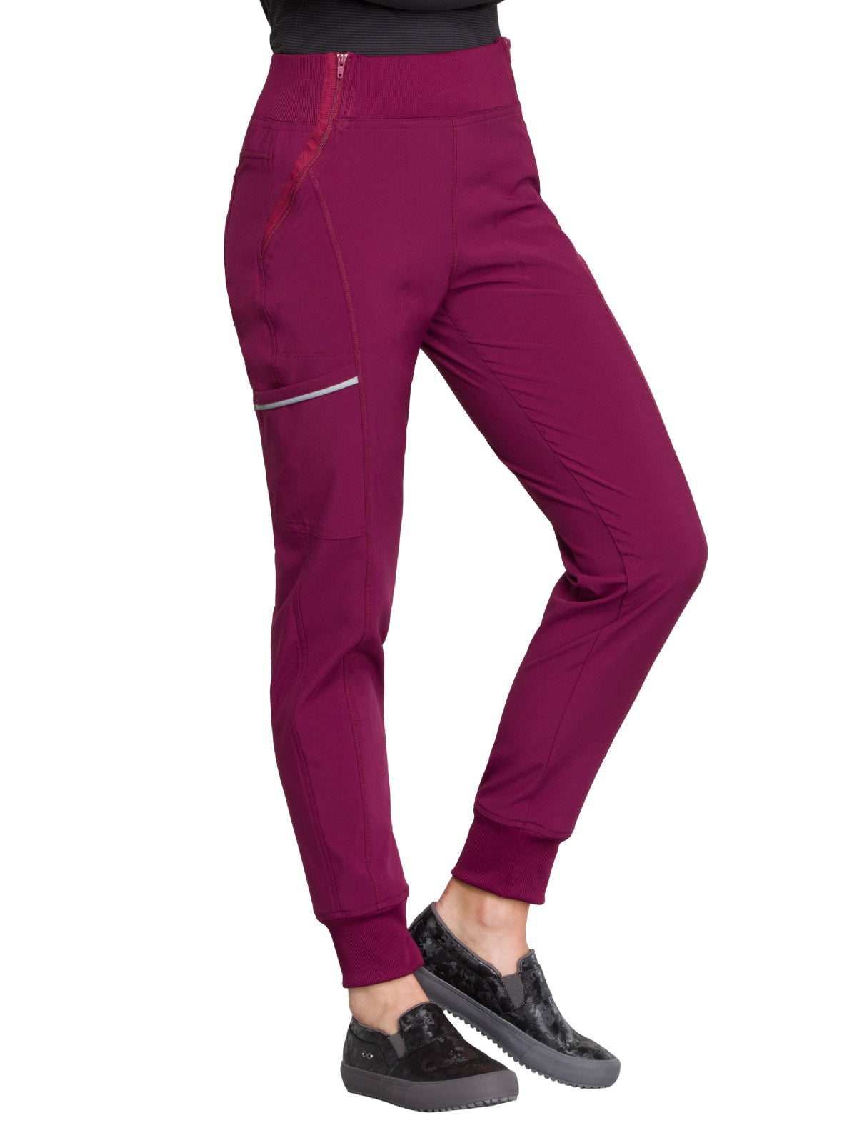 Women's 5-Pocket Mid Rise Jogger Pant - CK110A - Wine