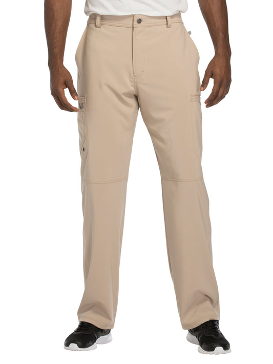 Men's Zip Fly Button Closure Tapered Leg Pant