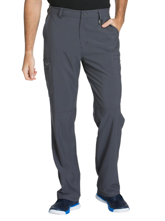 Men's Zip Fly Button Closure Tapered Leg Pant