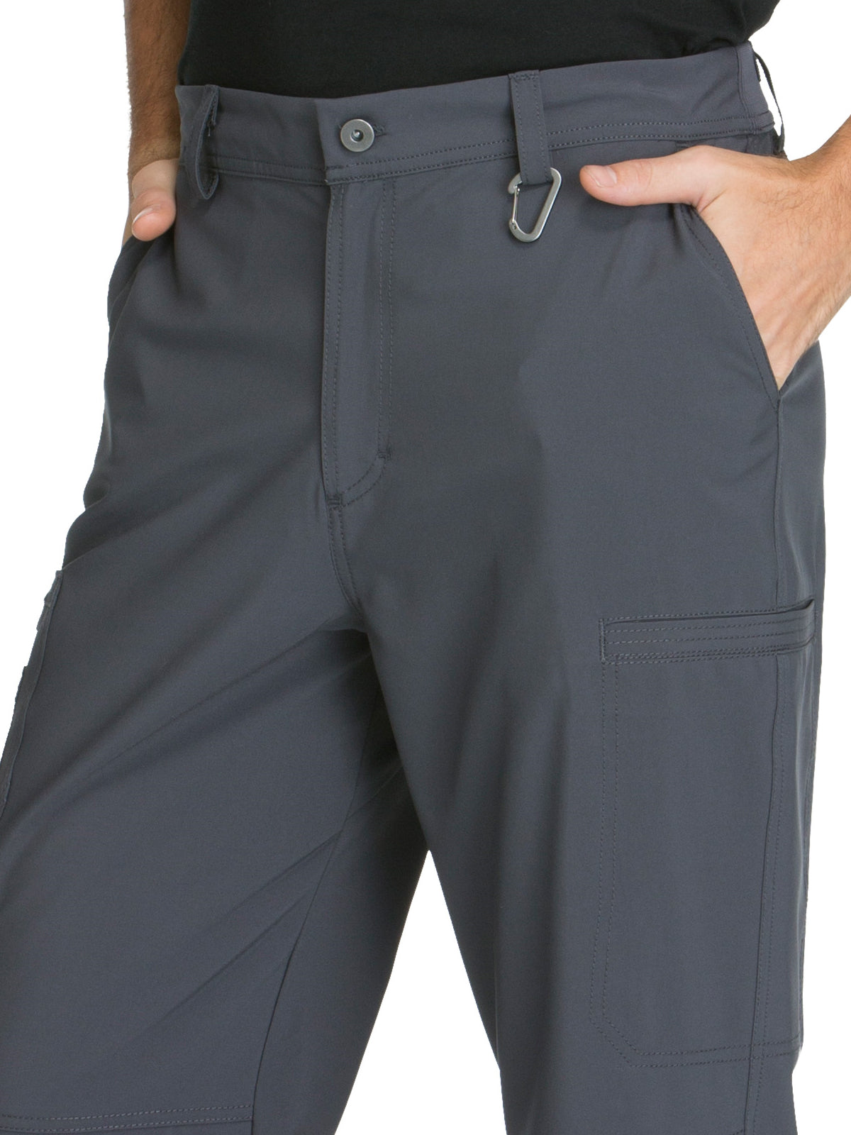 Men's Zip Fly Button Closure Tapered Leg Pant