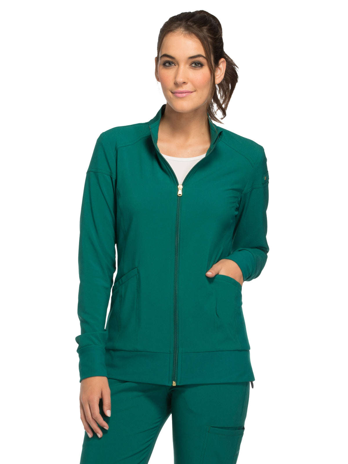 Women's 2 Pocket Zip Front Scrub Jacket