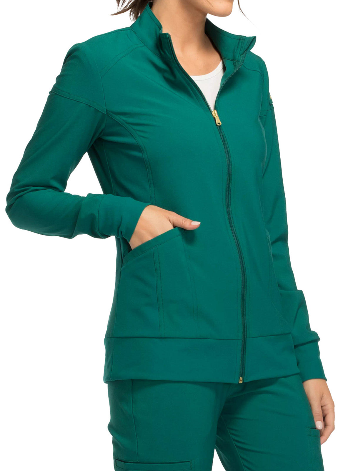 Women's 2 Pocket Zip Front Scrub Jacket