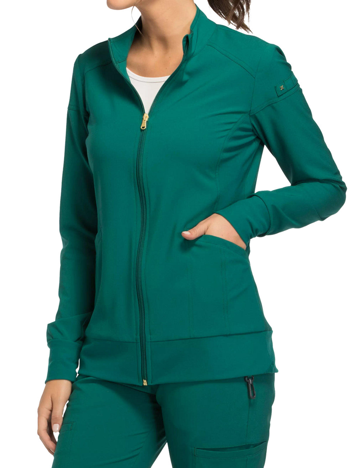 Women's 2 Pocket Zip Front Scrub Jacket