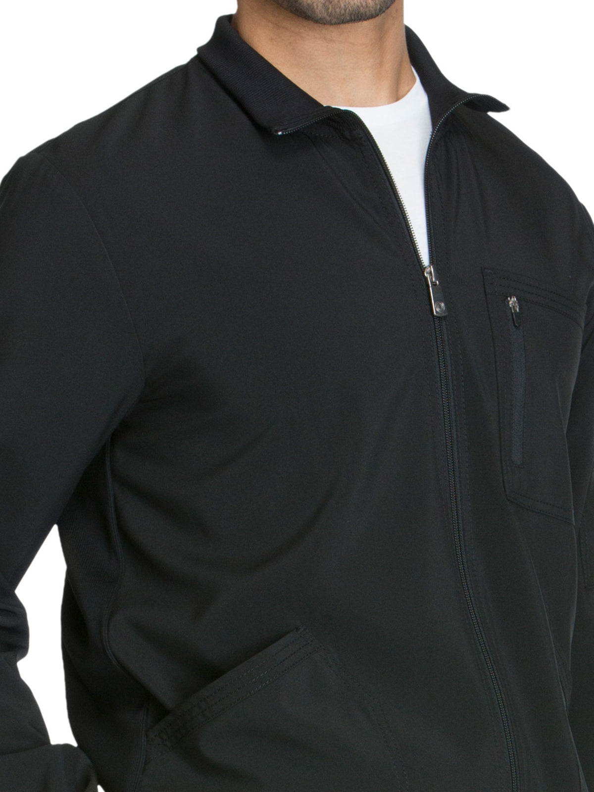 Men's 5-Pocket Zip Front Scrub Jacket