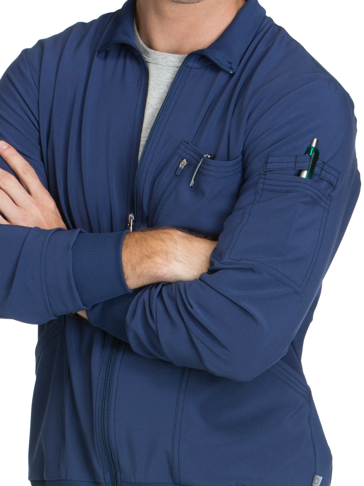 Men's 5-Pocket Zip Front Scrub Jacket