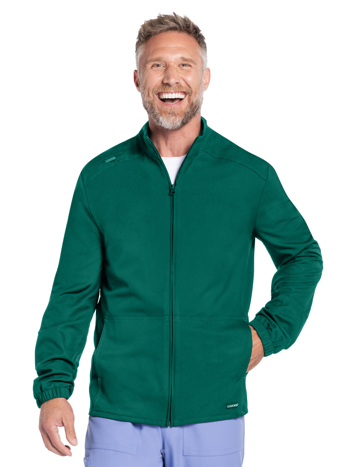 Men's 2-Pocket Zip Front Jacket - CK359A - Hunter Green