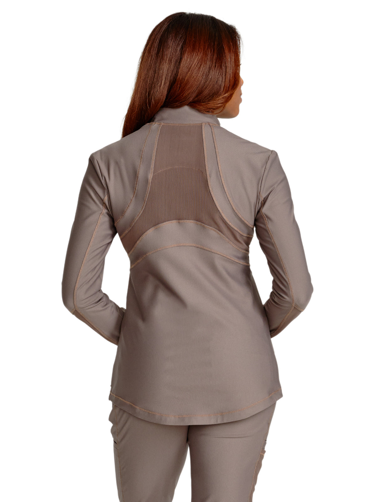 Women's Mock Neck Zip Front Scrub Jacket