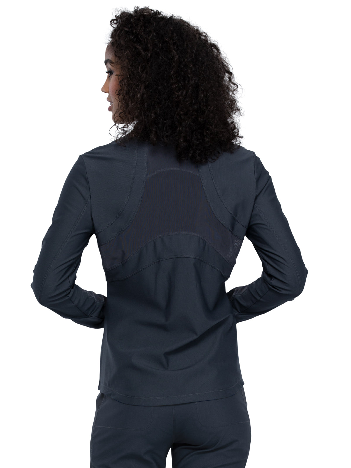 Women's Mock Neck Zip Front Scrub Jacket