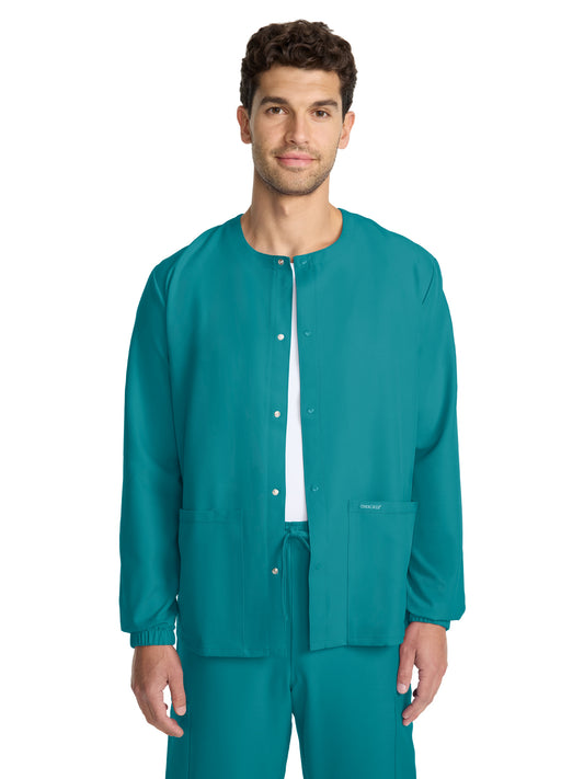 Unisex 2-Pocket Snap Front Jacket - CK393A - Teal Blue