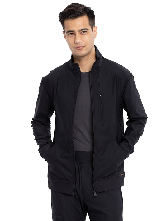 Men's Stand Up Collar Zip Front Scrub Jacket