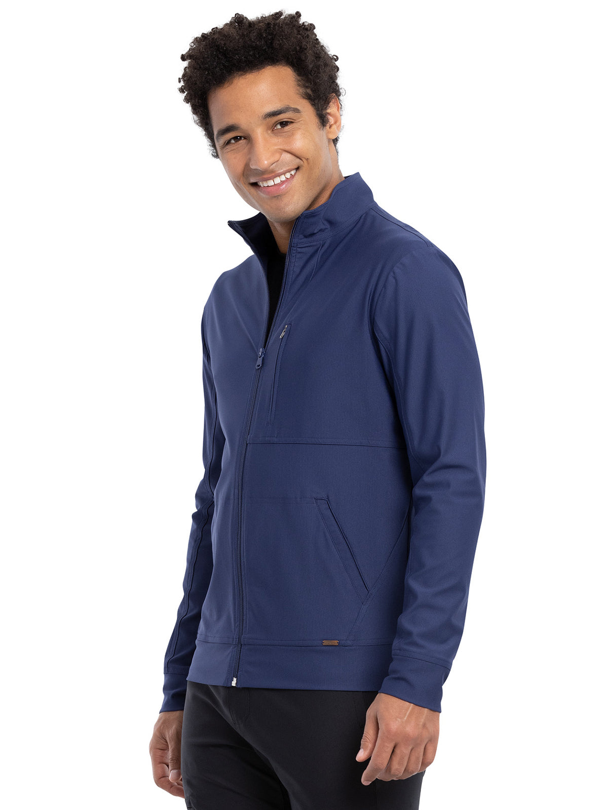 Men's Stand Up Collar Zip Front Scrub Jacket