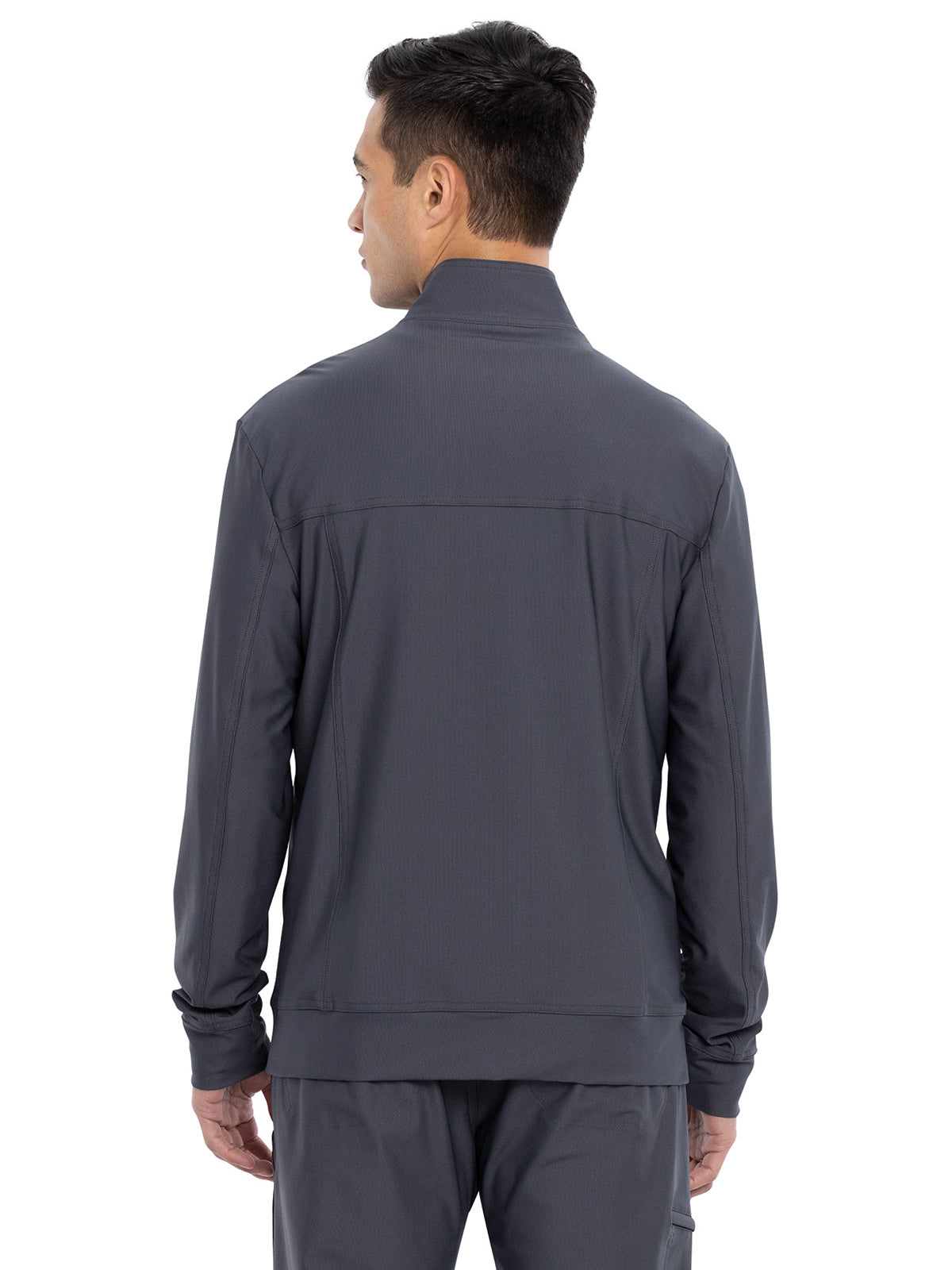 Men's Stand Up Collar Zip Front Scrub Jacket