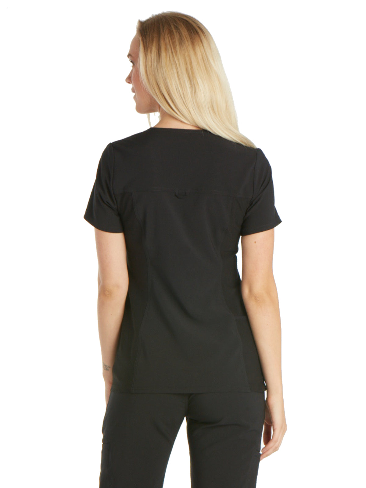 Women's 2 Pocket V-Neck Knit Side Panel Top