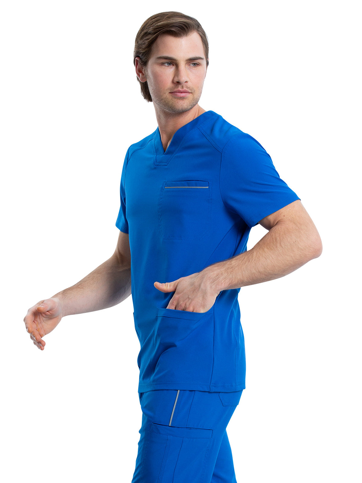 Men's Four-Pocket V-Neck Scrub Top