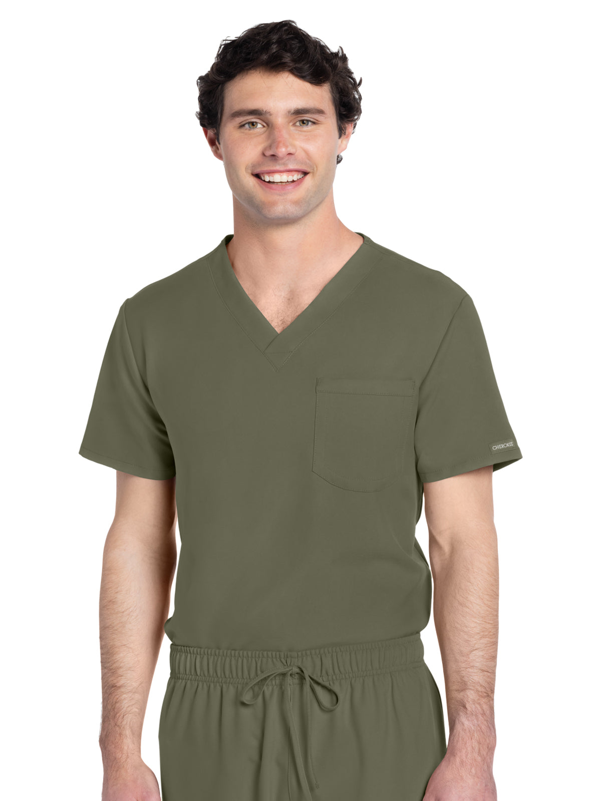 Unisex 1-Pocket V-Neck Top - CK778A - Olive