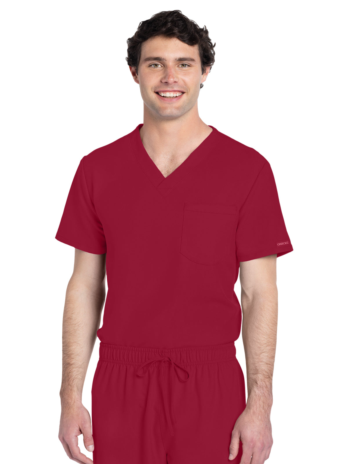 Unisex 1-Pocket V-Neck Top - CK778A - Red
