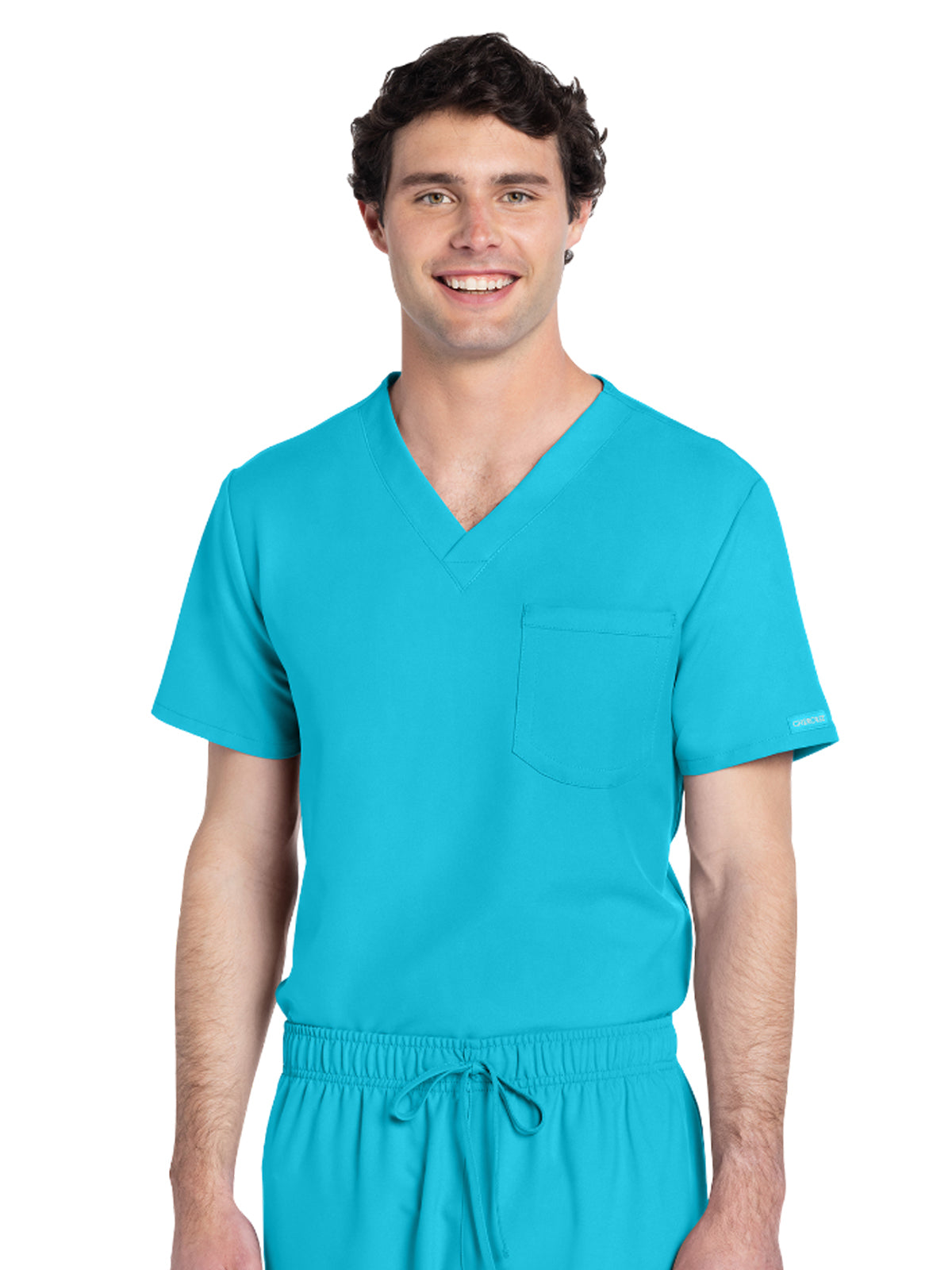 Unisex 1-Pocket V-Neck Top - CK778A - Turquoise