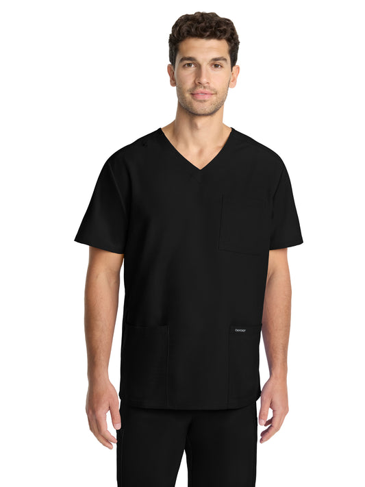 Men's 3-Pocket Tuck-In V-Neck Top - CK783A - Black