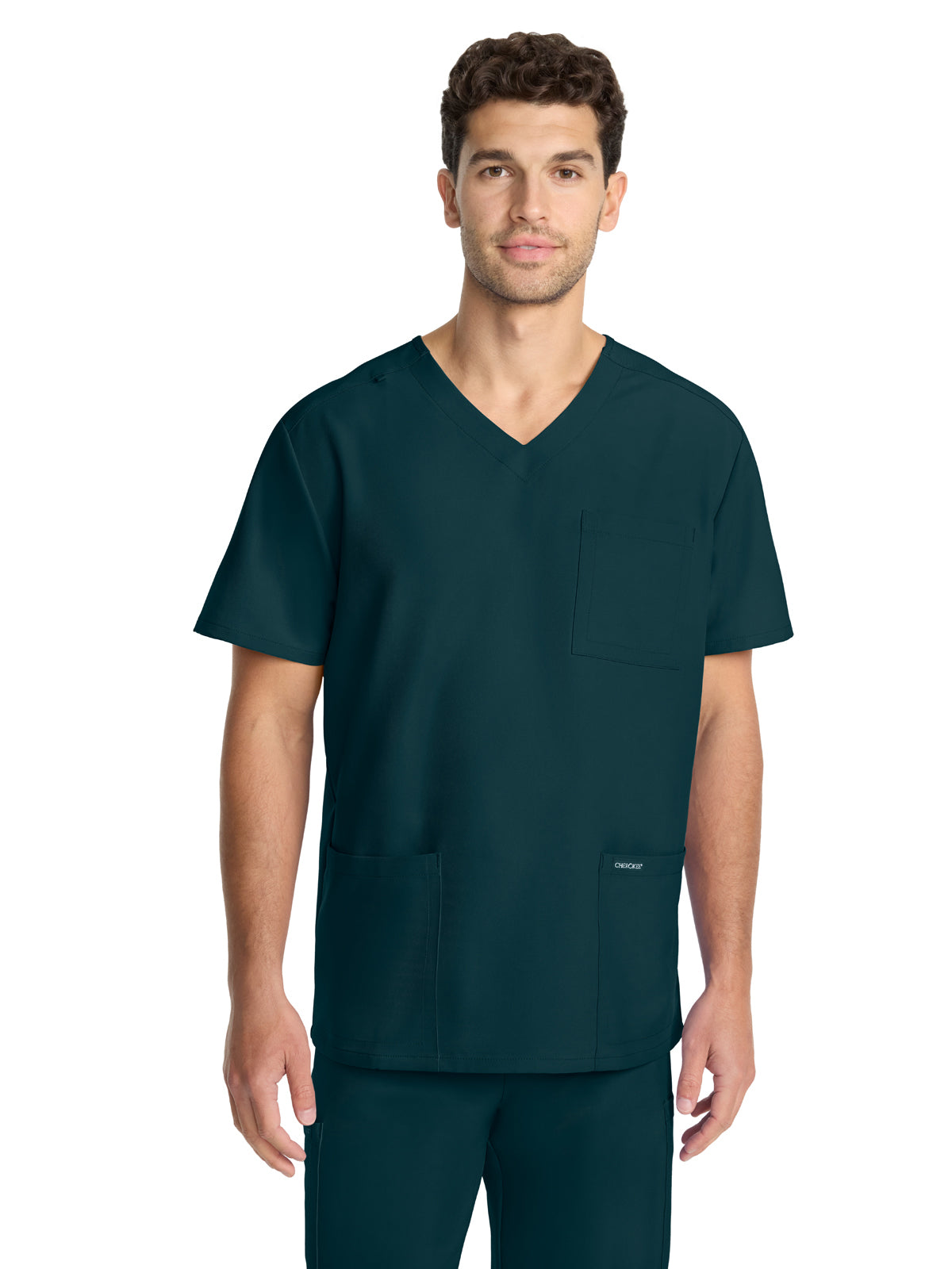 Men's 3-Pocket Tuck-In V-Neck Top - CK783A - Caribbean Blue