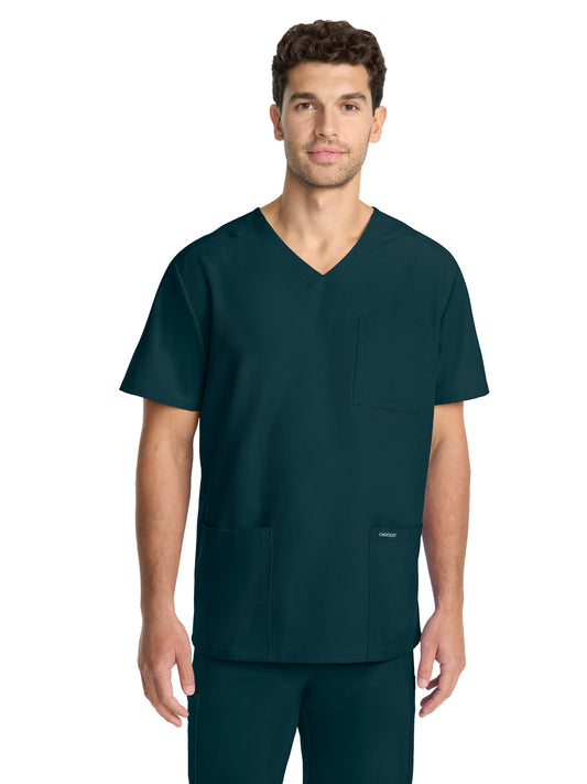 Men's 3-Pocket Tuck-In V-Neck Top - CK783A - Caribbean Blue