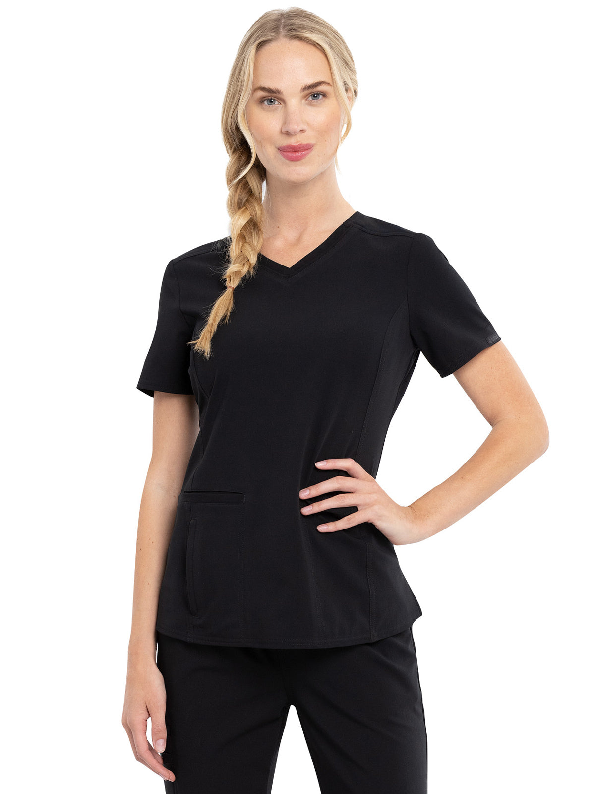 Women's Notched Back Neckline Stylized V-Neck Top